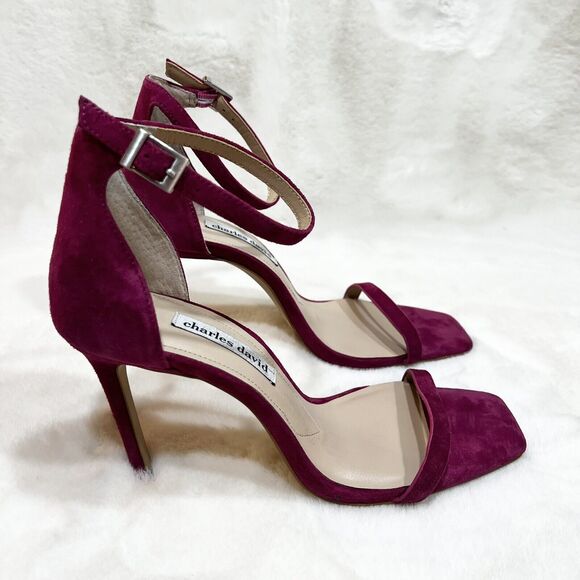 Charles David Heels Extra Dress Strappy Stiletto Magenta Pink Suede Sz 10M - Picture 6 of 15